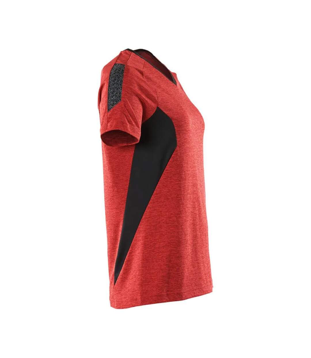 Womens/ladies Accelerate Coolmax V Neck T-shirt Traffic Red Black Mascot-3