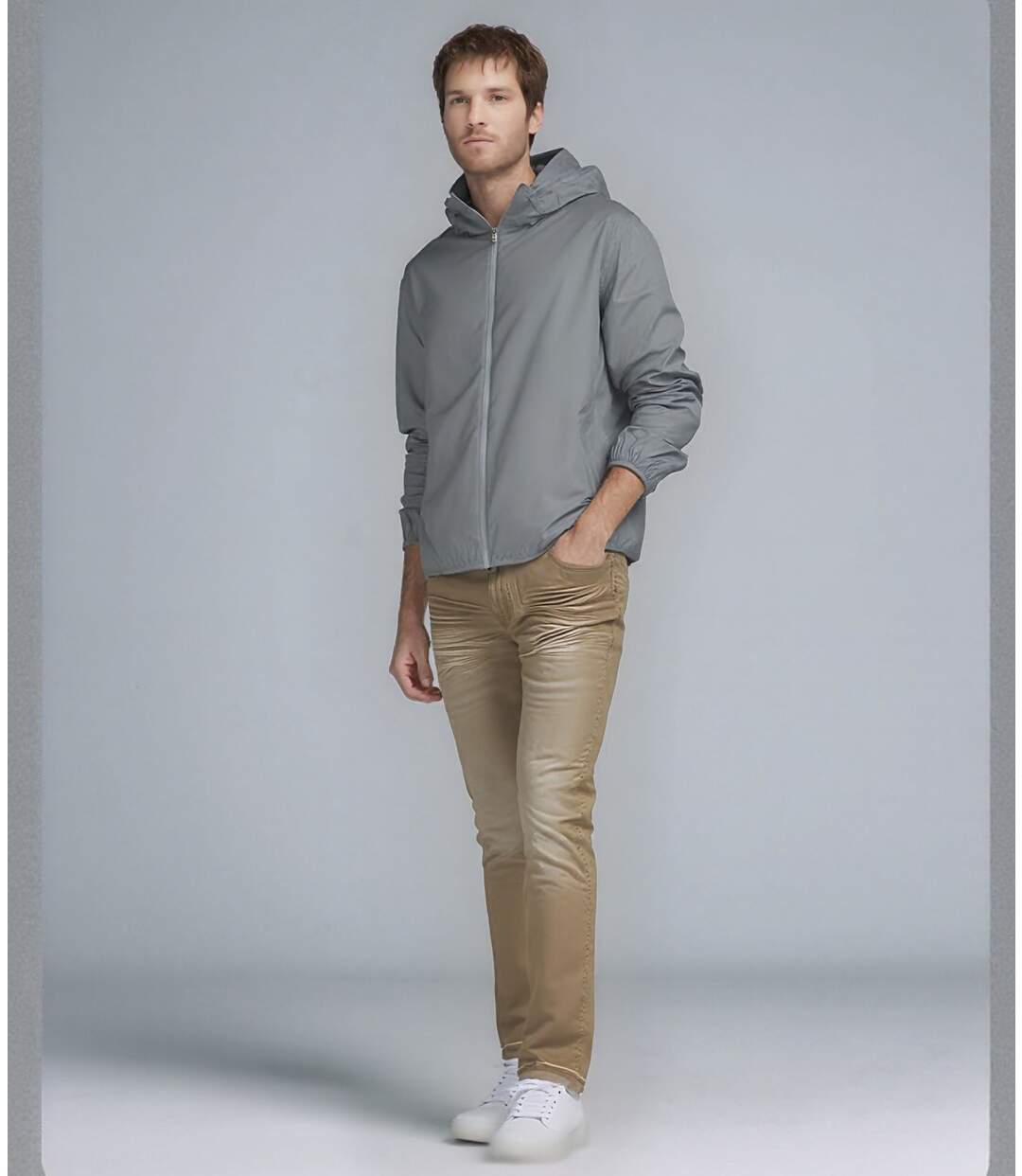 Jean homme coupe droite -  couleur camel imitation cuir - Confort et aisance-5