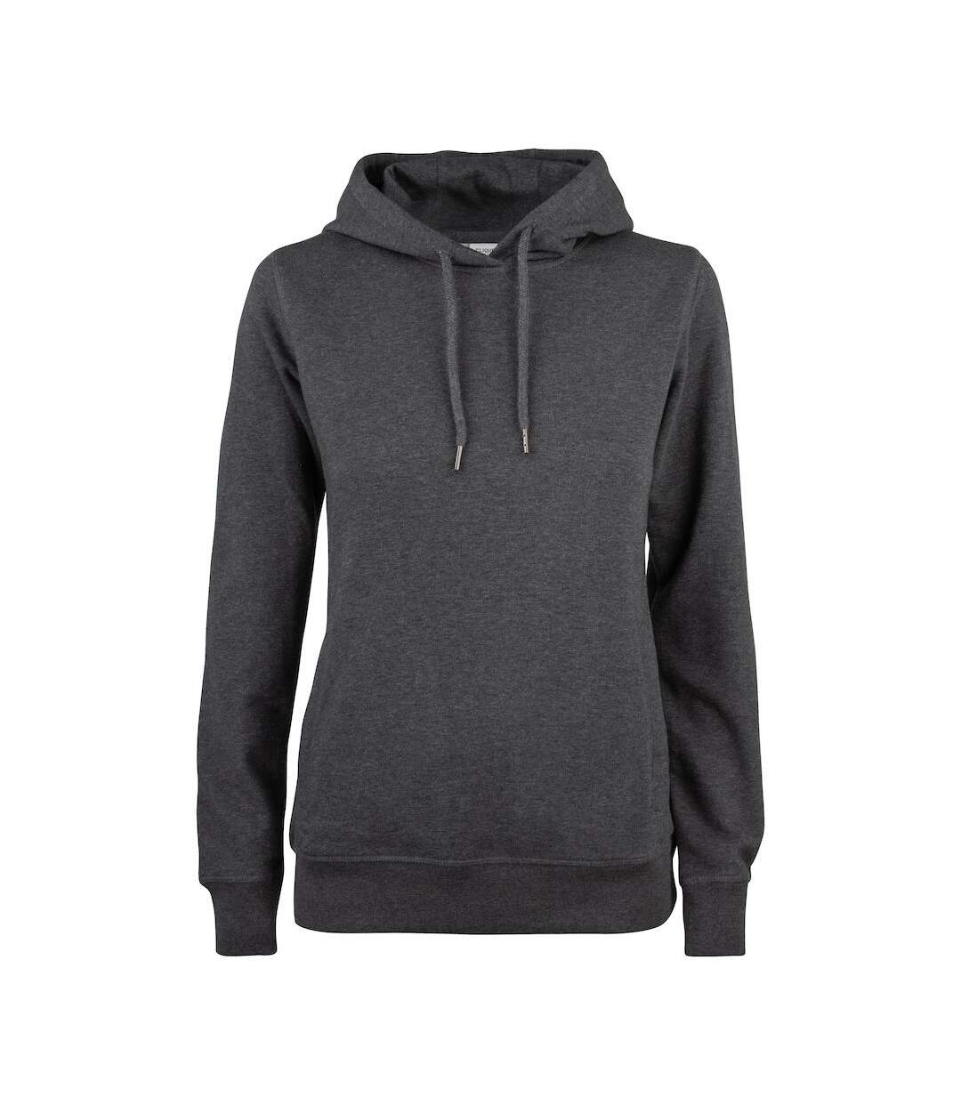 Sweat à capuche premium femme anthracite chiné Clique