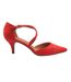 Womens/ladies Faux Suede Crossover Strap Low Kitten Heel Sandals Red Where´s That From-2