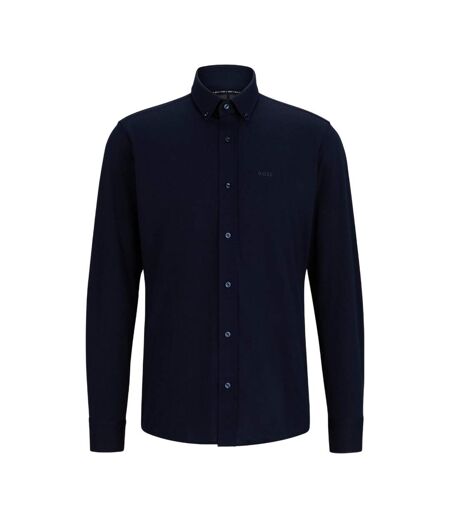 Mens Jo Embroidered Long-sleeved Button-down Shirt Blue Boss