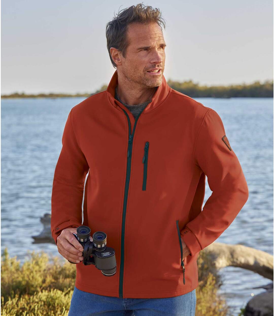 Men's Red Sporty Softshell Jacket - Water-Repellent  Atlas For Men