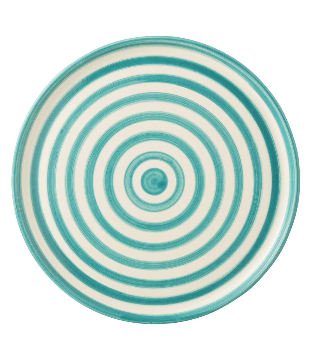 Assiette de Présentation en Céramique Granada Rayure 34cm Bleu Aqua-1