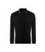 Mens tipped long-sleeved polo shirt deep black/white Awdis