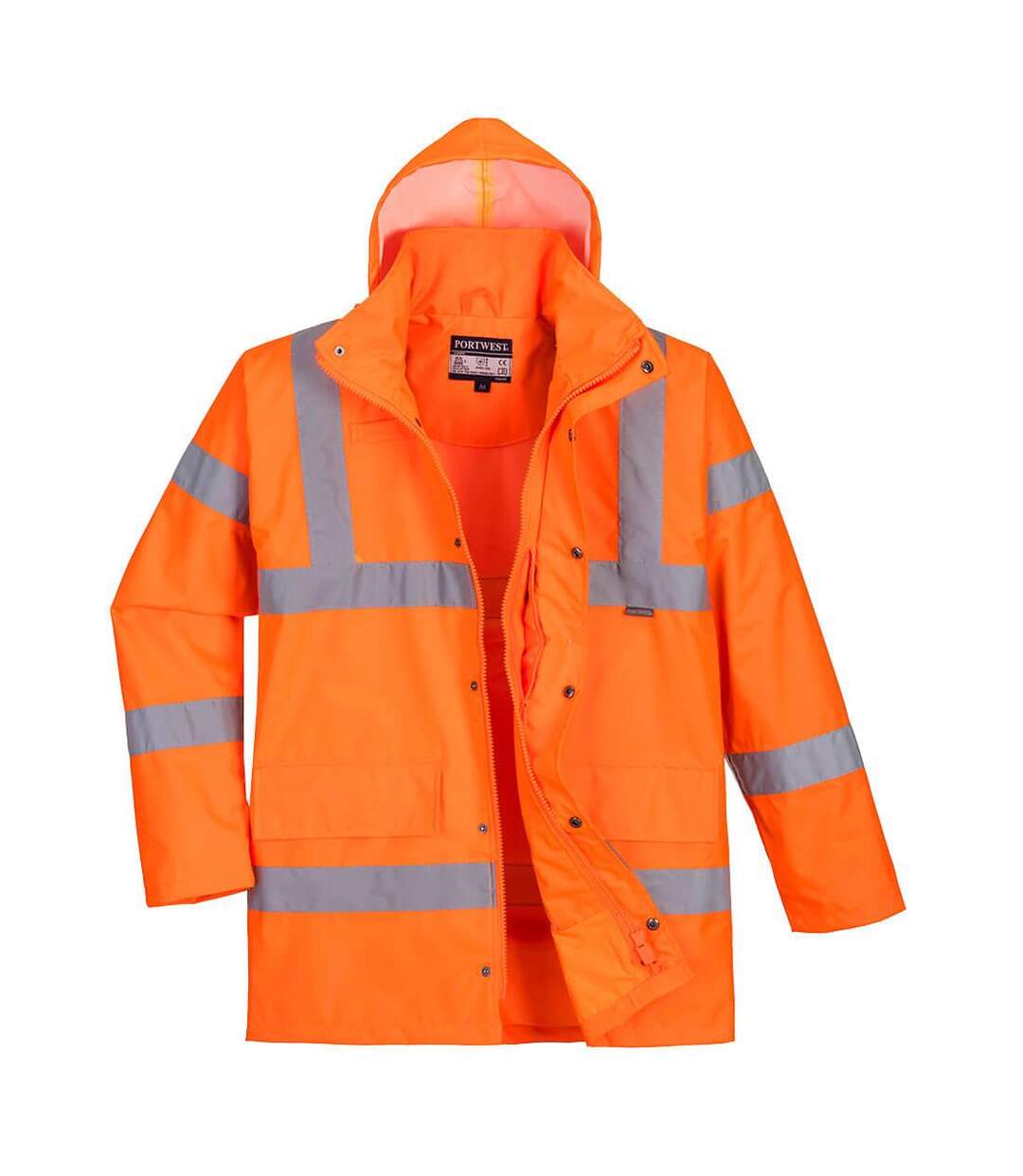 Mens rain hi-vis breathable safety traffic jacket orange Portwest