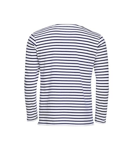 Marine t-shirt rayé à manches longues homme blanc/bleu marine SOLS