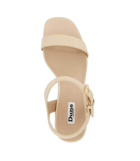 Womens/ladies Jarell Leather Platform Block Sandals Ecru Dune London