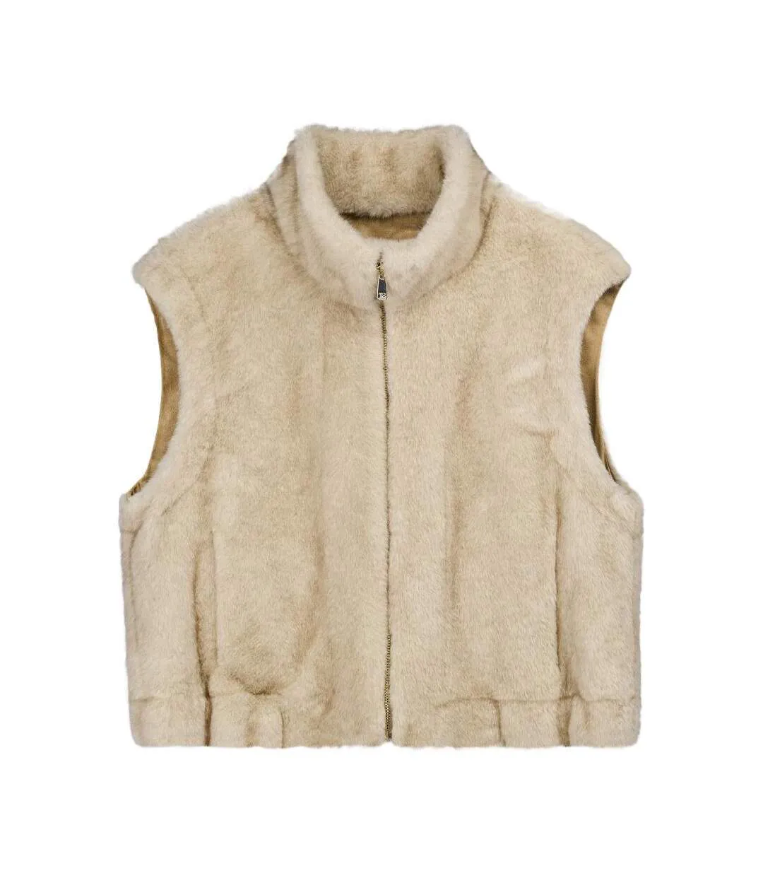 Gilet sans manches effet fourrure beige femme teddy smith lou-1