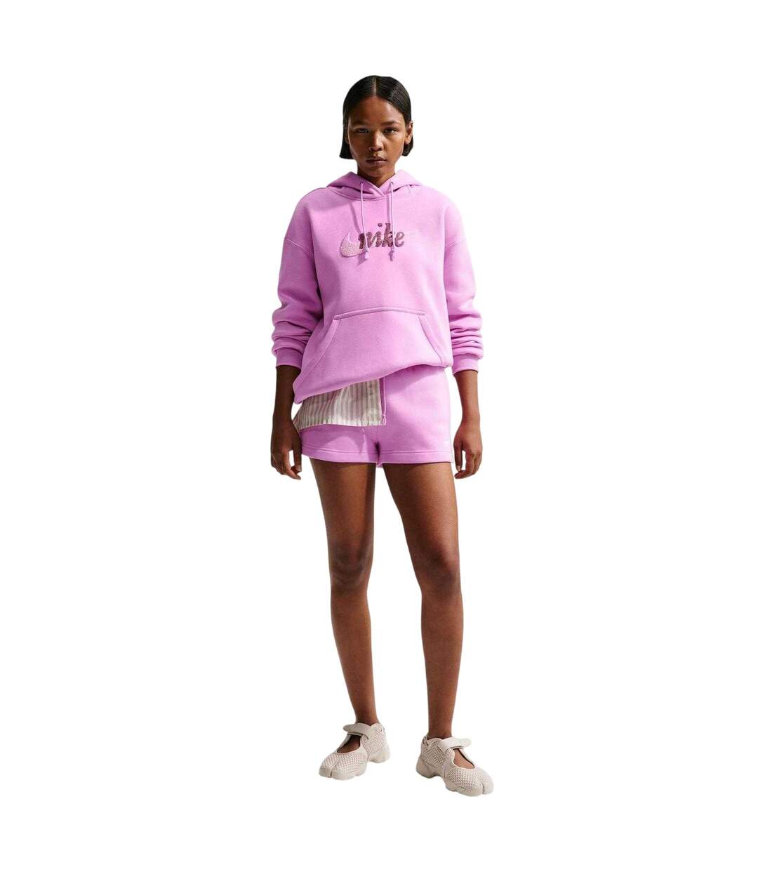 Womens/ladies Chenille Fleece Hoodie Magenta Nike-1