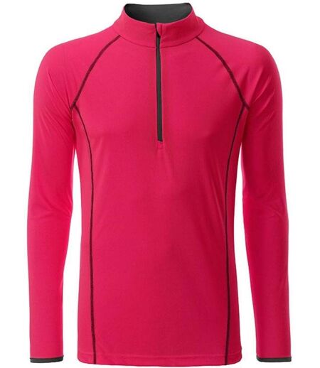 Maillot running respirant manches longues - Homme - JN498 - rose vif