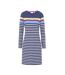 Womens/ladies Prism Stripes Long-sleeved T-shirt Dress Blue Lazy Jacks-2