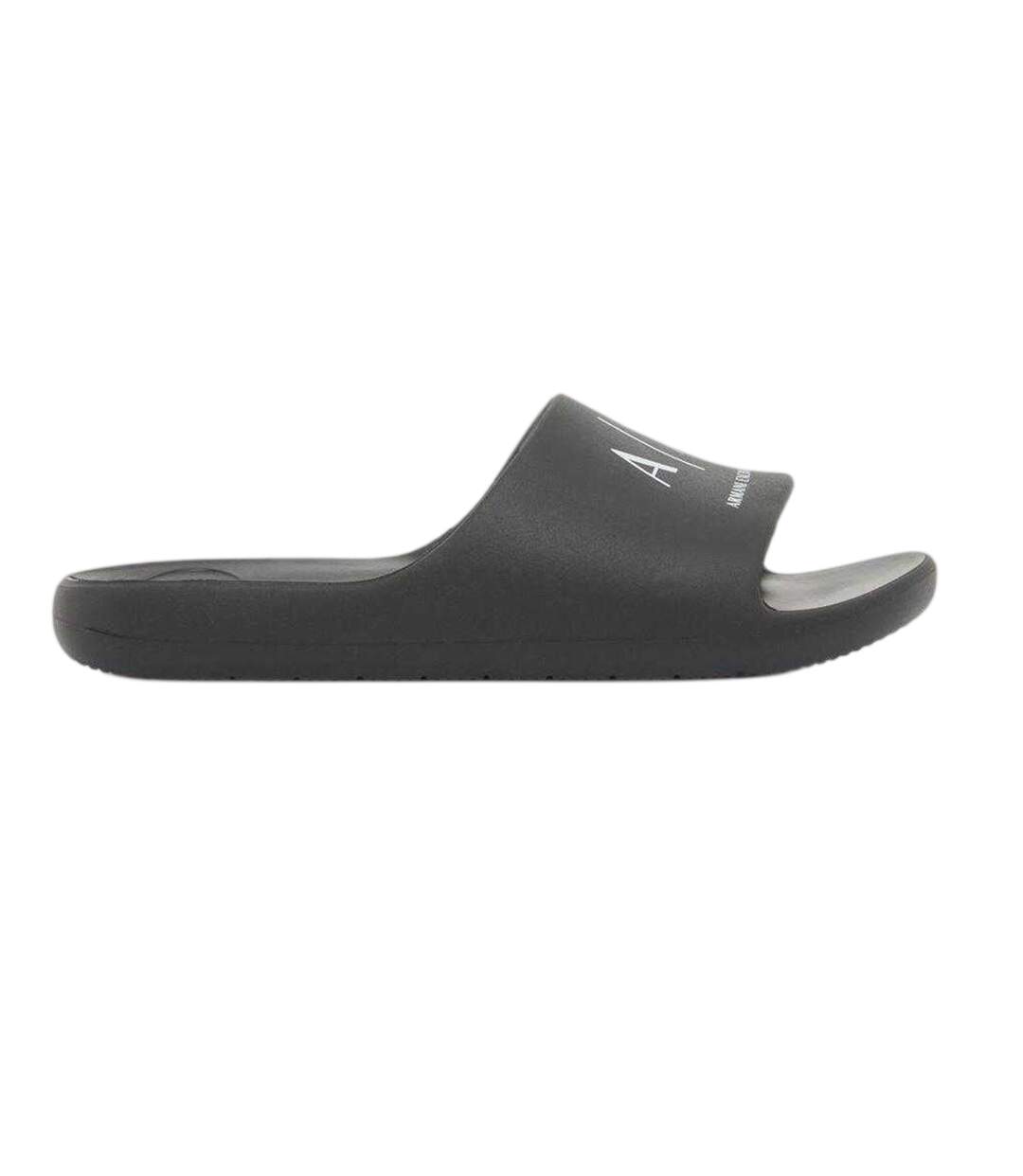Mens Logo Flat Sliders Black Armani Exchange-1