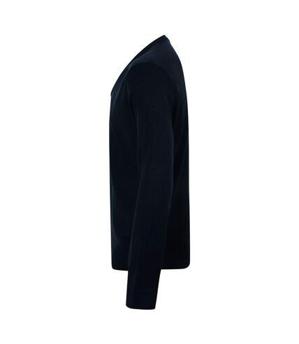 Henbury Mens 12 Gauge Fine Knit V-Neck Jumper/Sweatshirt (Black)