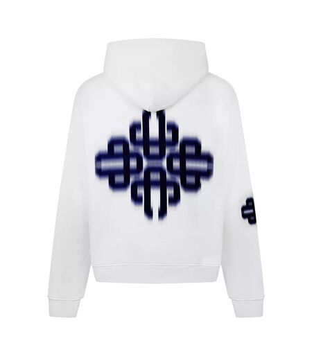 Sweat À Capuche Motif/style Flou Homme Blanc Bleu Marine Couture Club