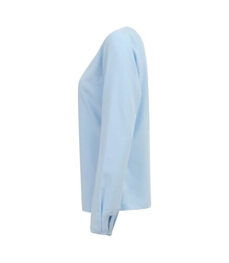 Henbury Chemisier à manches longues avec plis sur le devant, pour femme/femme (Bleu clair) - UTPC3829