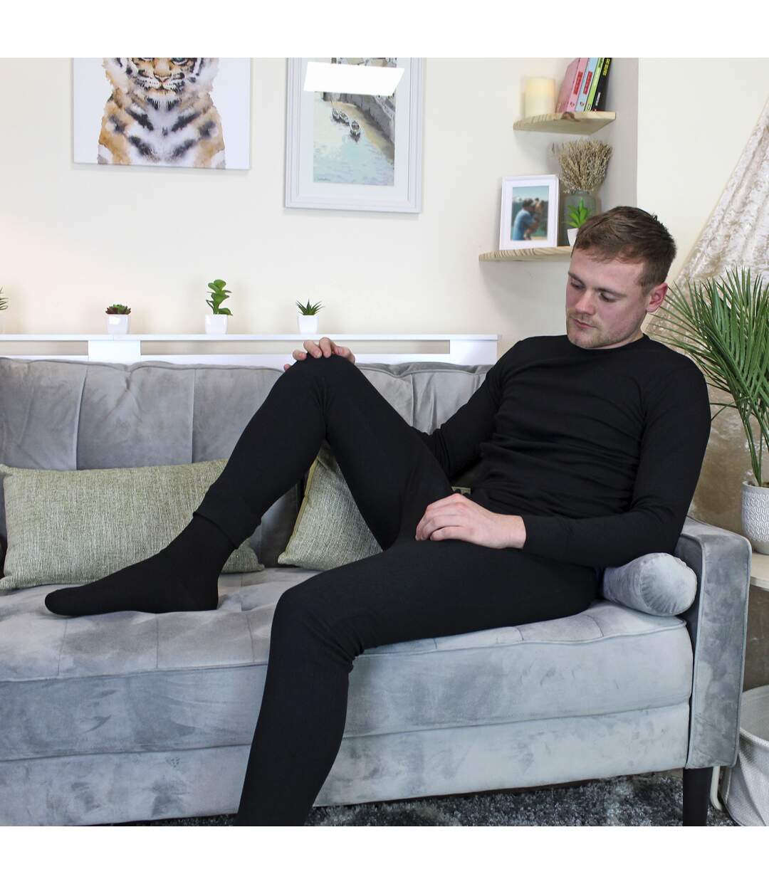 Mens Thermal Underwear Set | Fleece Lined Top & Long Johns Set-5
