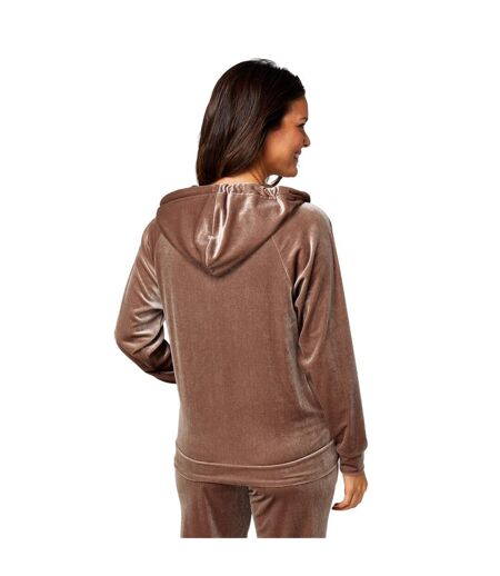 Womens/ladies Velour Full Zip Hoodie Champagne Biba
