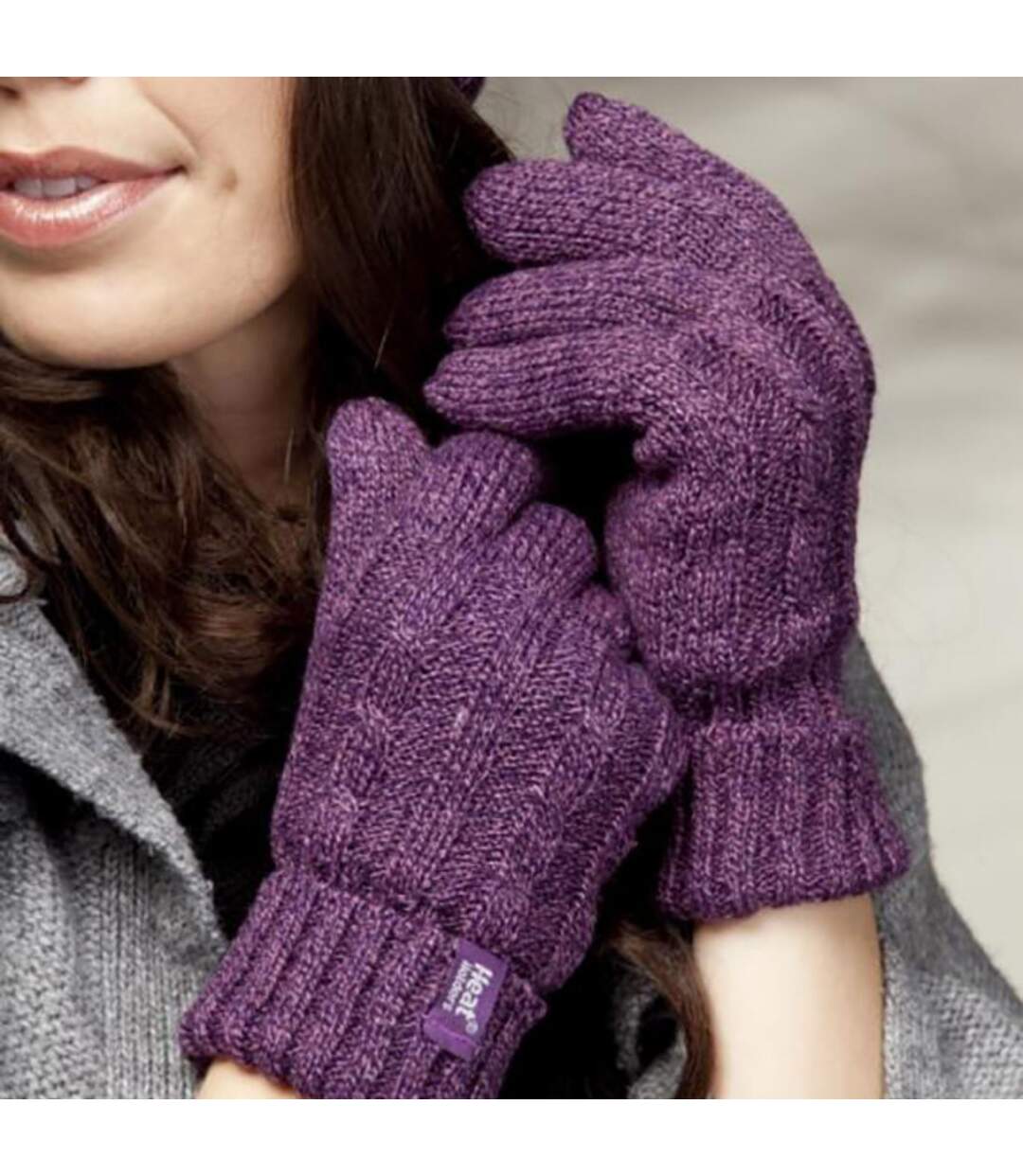 Ladies Striped Fleece Lined Knitted Warm Thermal Winter Gloves-4