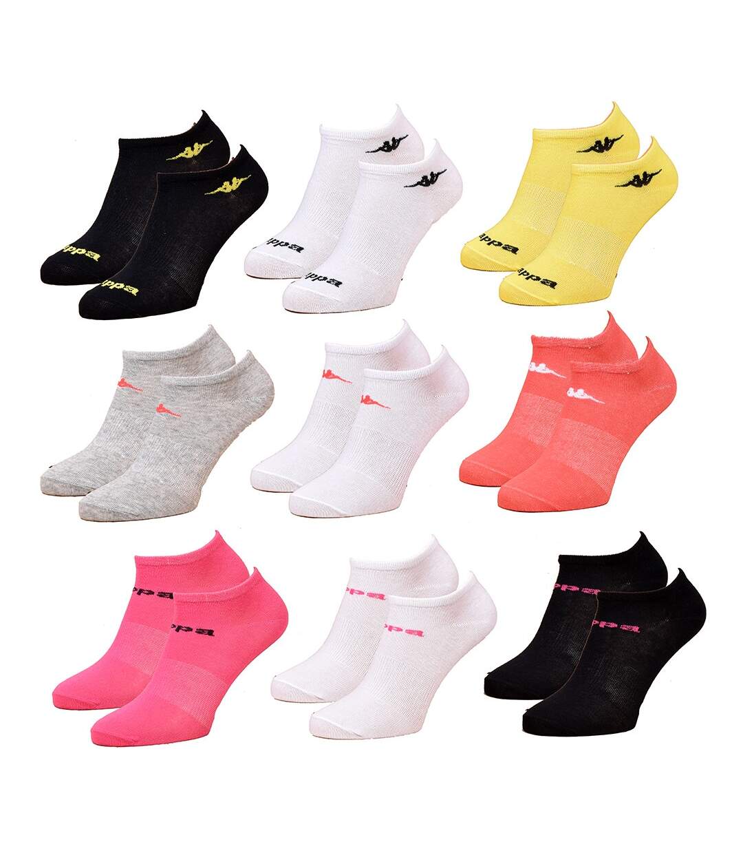 Chaussettes Femme KAPPA Socquettes Tiges courtes Pack de 9 Paires Unies Couleur-1