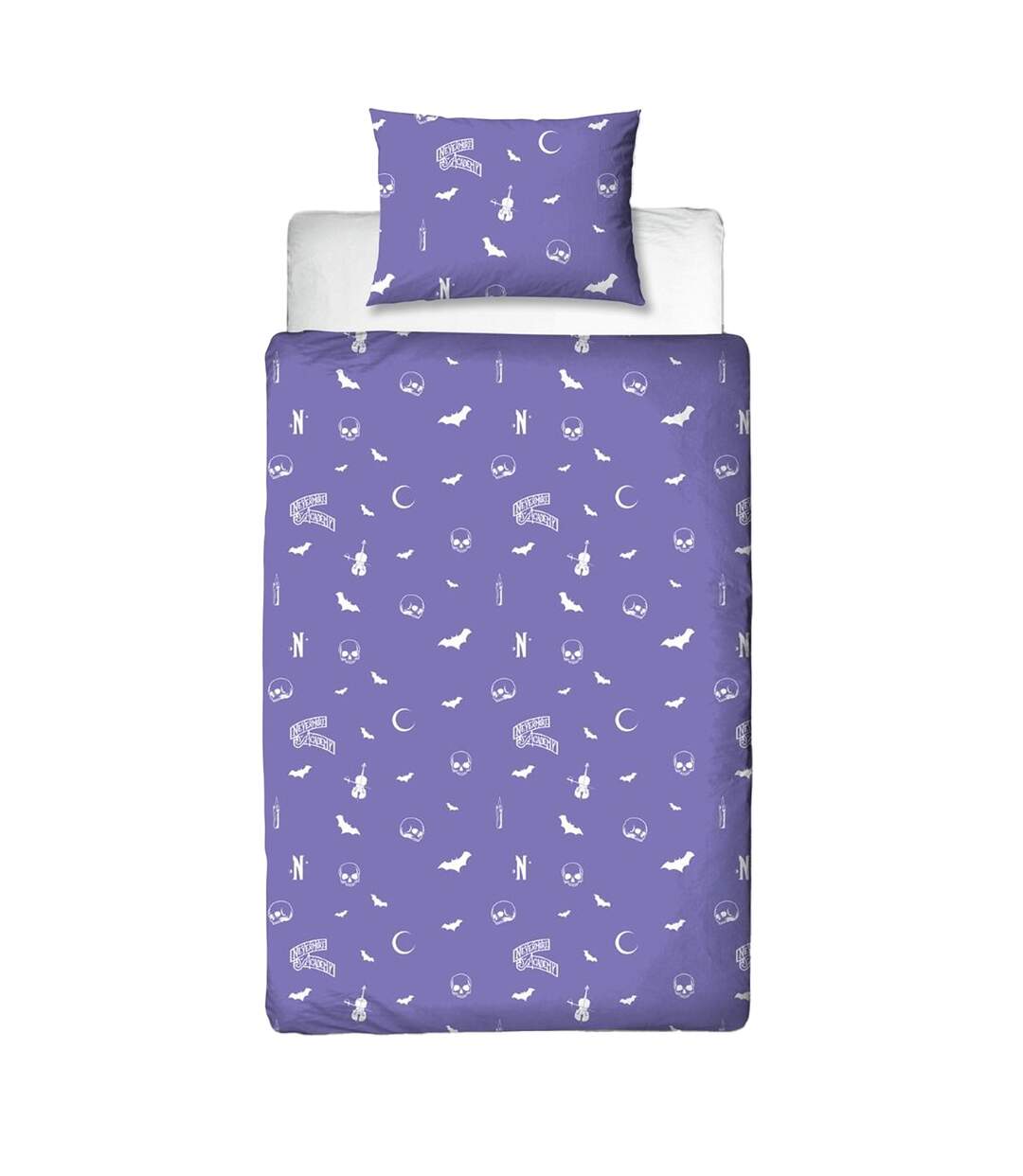Destined Single Duvet Cover Set Purple White Black Wednesday-4