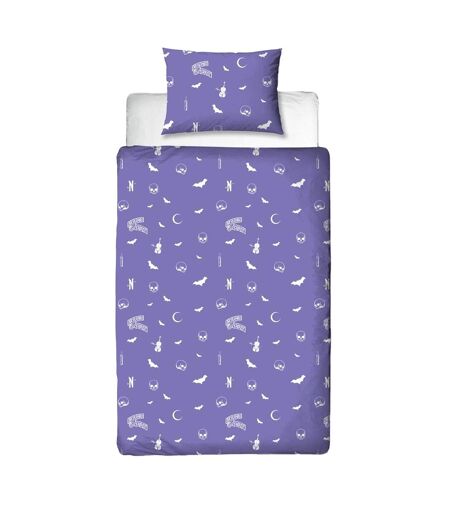 Destined Single Duvet Cover Set Purple White Black Wednesday