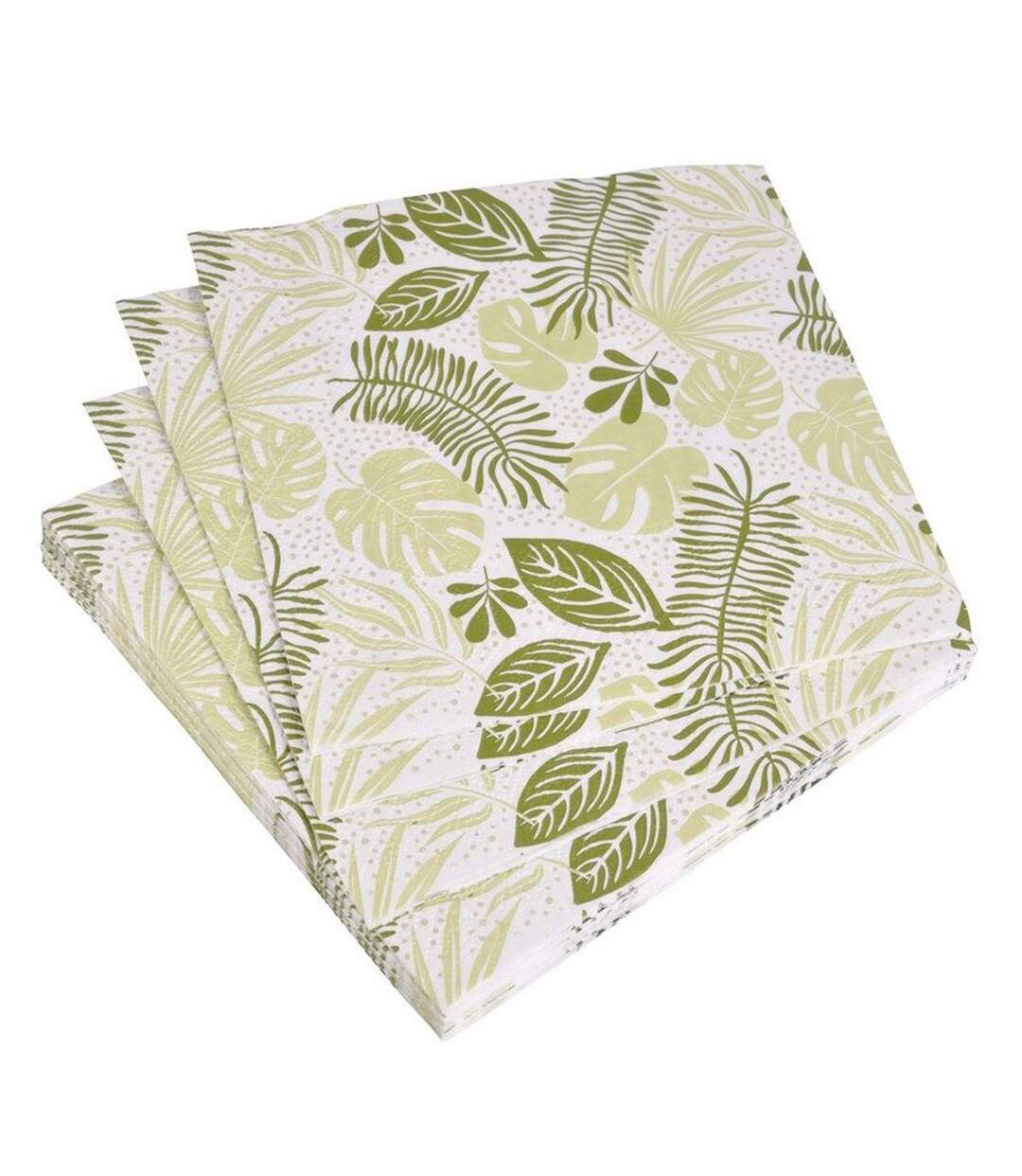 Lot de 20 Serviettes en Papier Feuille 33x33cm Vert-1