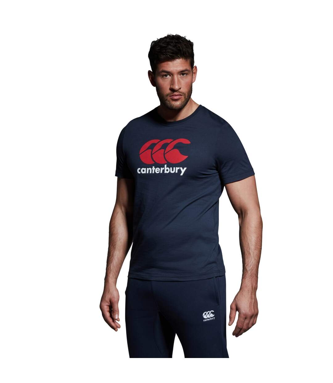 Mens Logo Cotton Blend T-shirt Navy Canterbury-1
