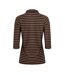 Womens/ladies rhianna striped natural cotton shirt chocolate Weird Fish