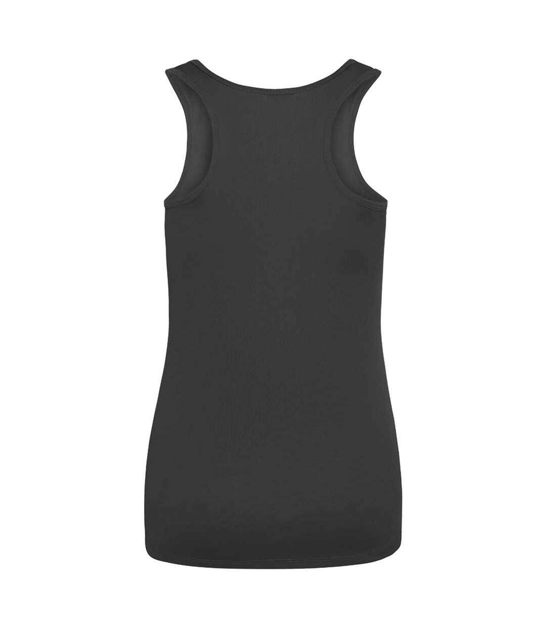 Womens/ladies Moisture Wicking Girlie Tank Top Charcoal AWDis Cool-2