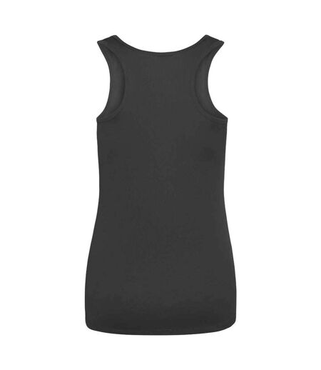 Womens/ladies Moisture Wicking Girlie Tank Top Charcoal AWDis Cool