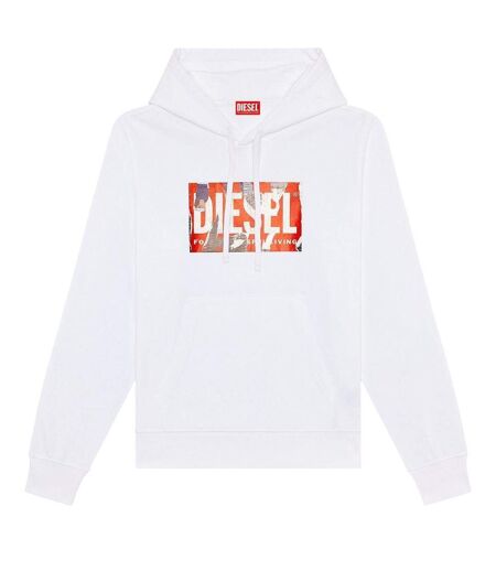 Sweat À Capuche Motif/style Déchiré Homme Blanc Diesel