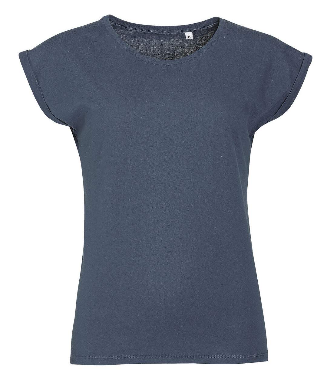 T-shirt manches courtes col rond - Femme - 01406 - bleu denim