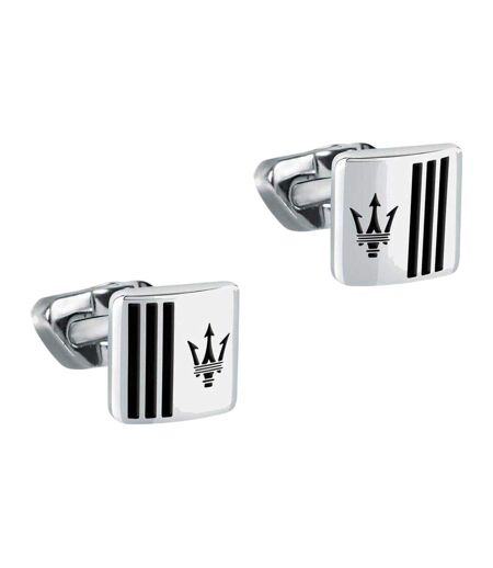 Boutons De Manchette Poli Motif/style Emblème Trident Homme Taille Unique Argenté Noir Maserati