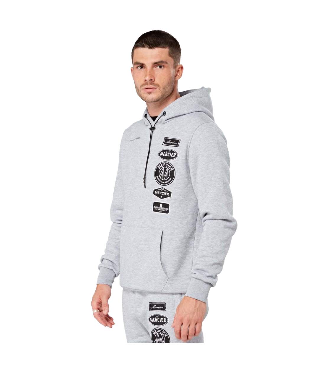 Mens Mono Hybrid Hoodie Grey Marl Mercier-1
