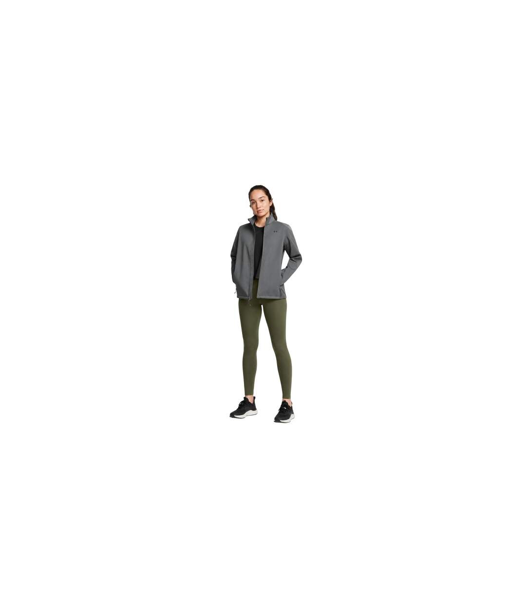 Womens/ladies Small Logo Lightweight Training Puffer Jacket Grey Under Armour-1