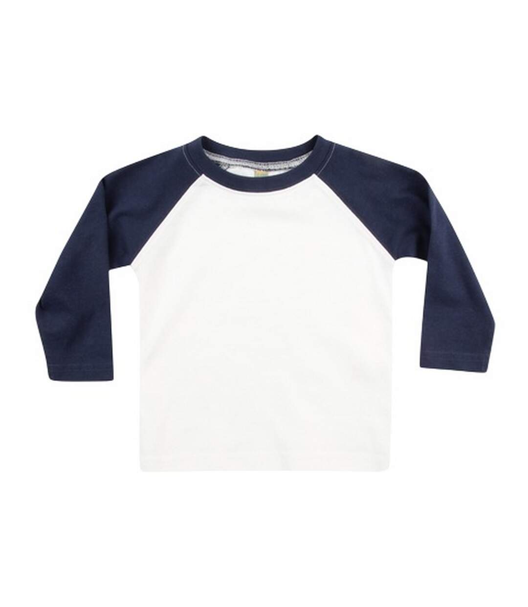 T-shirt Manches Longues Baseball Bébé Blanc Bleu Marine Larkwood-1
