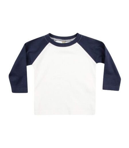 T-shirt Manches Longues Baseball Bébé Blanc Bleu Marine Larkwood
