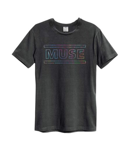 T-shirt rainbow logo adulte gris foncé Amplified