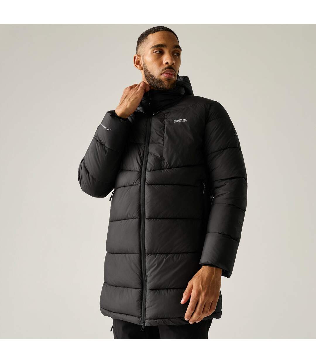 Doudoune Matelassée Et Unie À Capuche Ajustable Browen Homme Noir Regatta-1