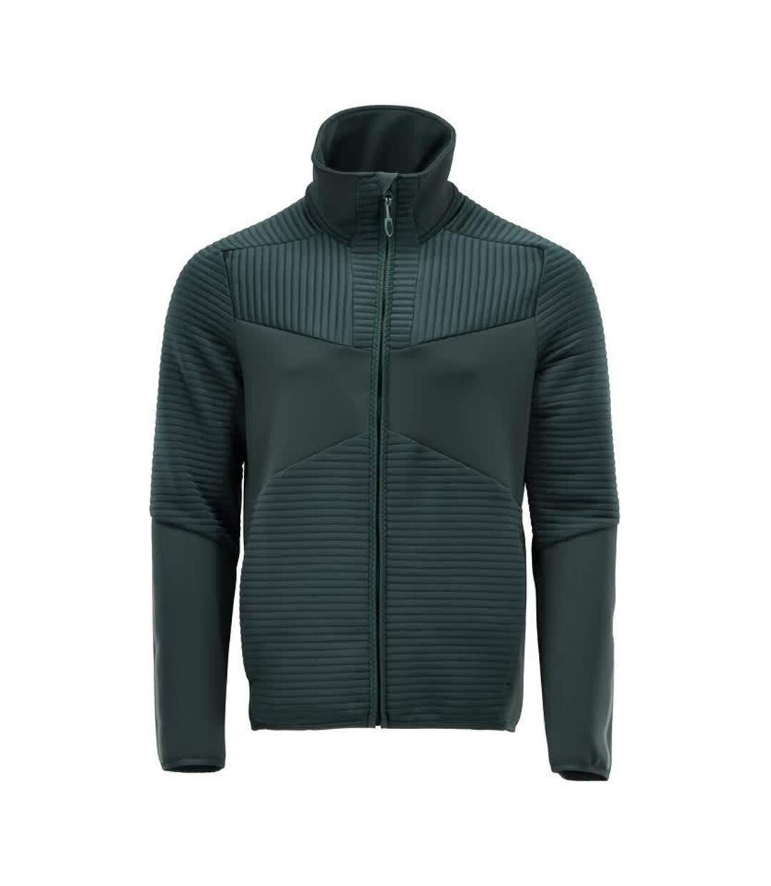 Mens Customised Striped Fleece Jacket Forest Green Mascot-1