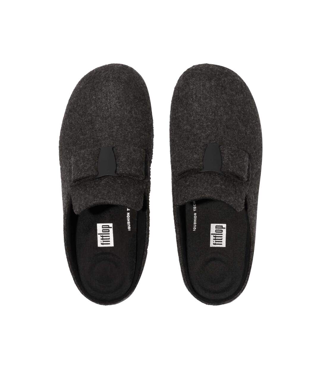 Womens/ladies Chrissie Ii Haus E01 Bow Felt Slippers Black Fit Flop-2