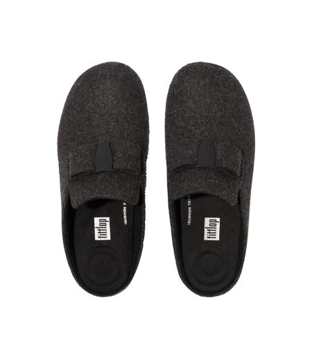 Womens/ladies Chrissie Ii Haus E01 Bow Felt Slippers Black Fit Flop