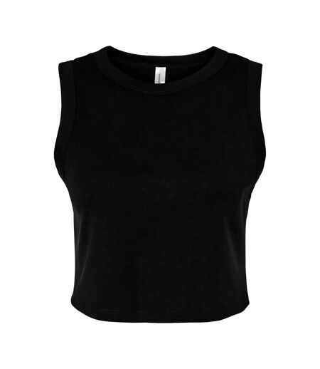 Bella + Canvas Womens/Ladies Muscle Micro-Rib Cropped Tank Top (Solid Black)