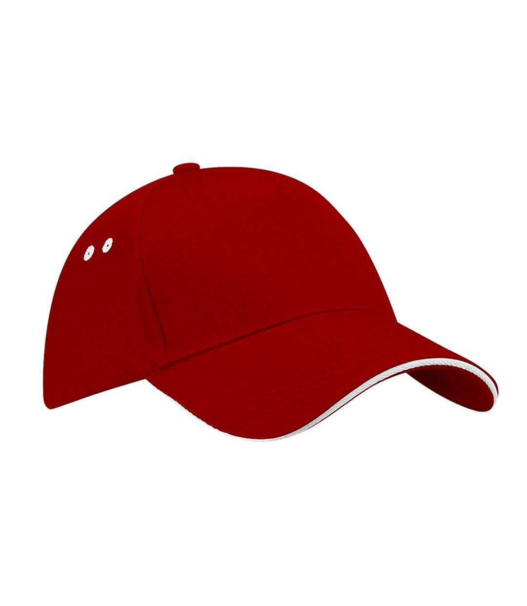 Casquette 100% coton adulte unisexe rouge/blanc Beechfield-1