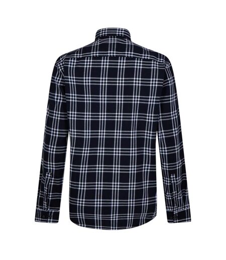 Mens Plaid Regular Long-sleeved Shirt Blue Black Hugo Boss