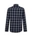 Mens Plaid Regular Long-sleeved Shirt Blue Black Hugo Boss-3