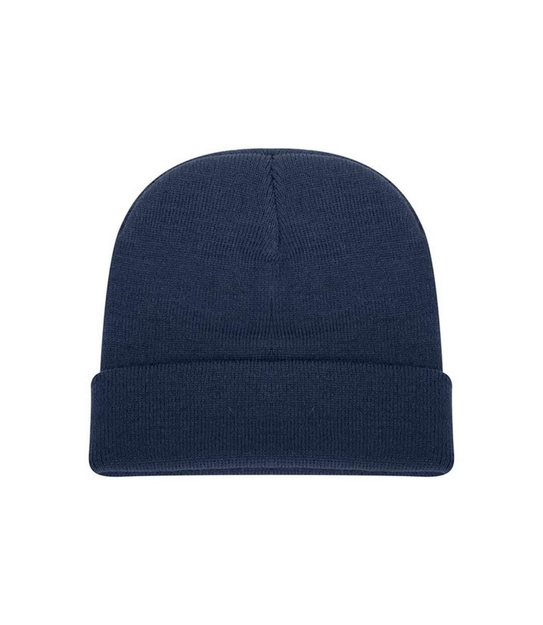 Bonnet tricoté avec revers mixte bleu marine Absolute Apparel-3