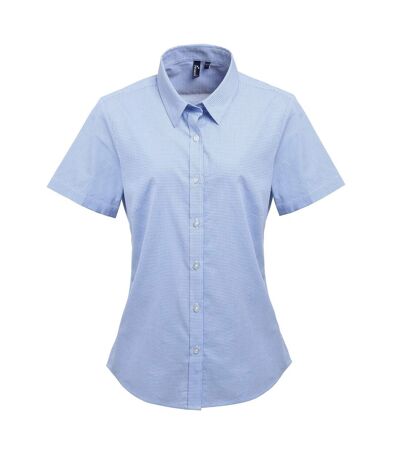Premier Microcheck - Chemise en coton à manches courtes - Femme (Bleu clair/Blanc) - UTRW5522