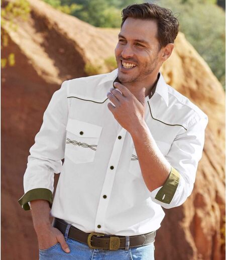Men's White Country-Style Shirt
