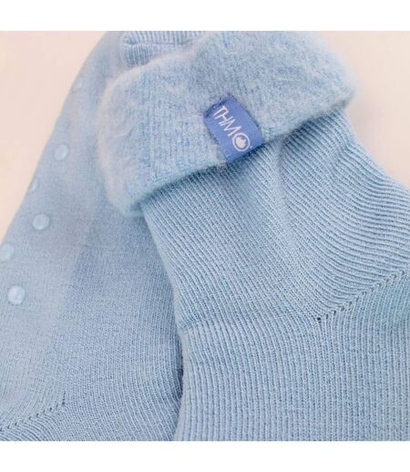 THMO - Femme Chaussettes de Lit Polaire Antidérapantes Hiver Thermique